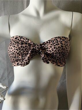 Leopard Print Bandeau Bikini Top S